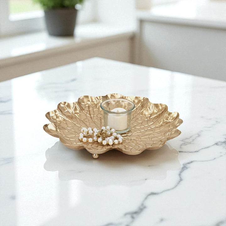 6195GD - Delphine Metal Lilypad Catchall Tray