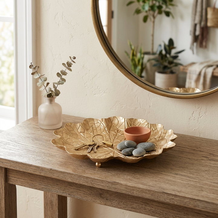 6195GD - Delphine Metal Lilypad Catchall Tray