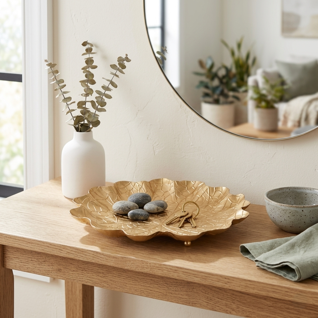 6195GD - Delphine Metal Lilypad Catchall Tray