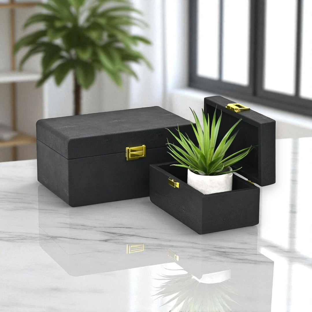 6198-2BK - Alethea Shagreen Vinyl Box Set