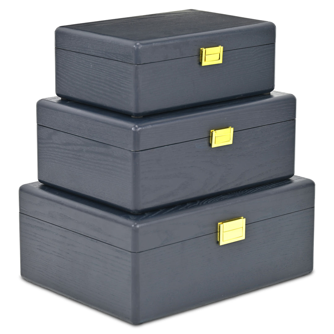 6199-3NB - Sable Set of 3 Suitcase Boxes- Navy Blue