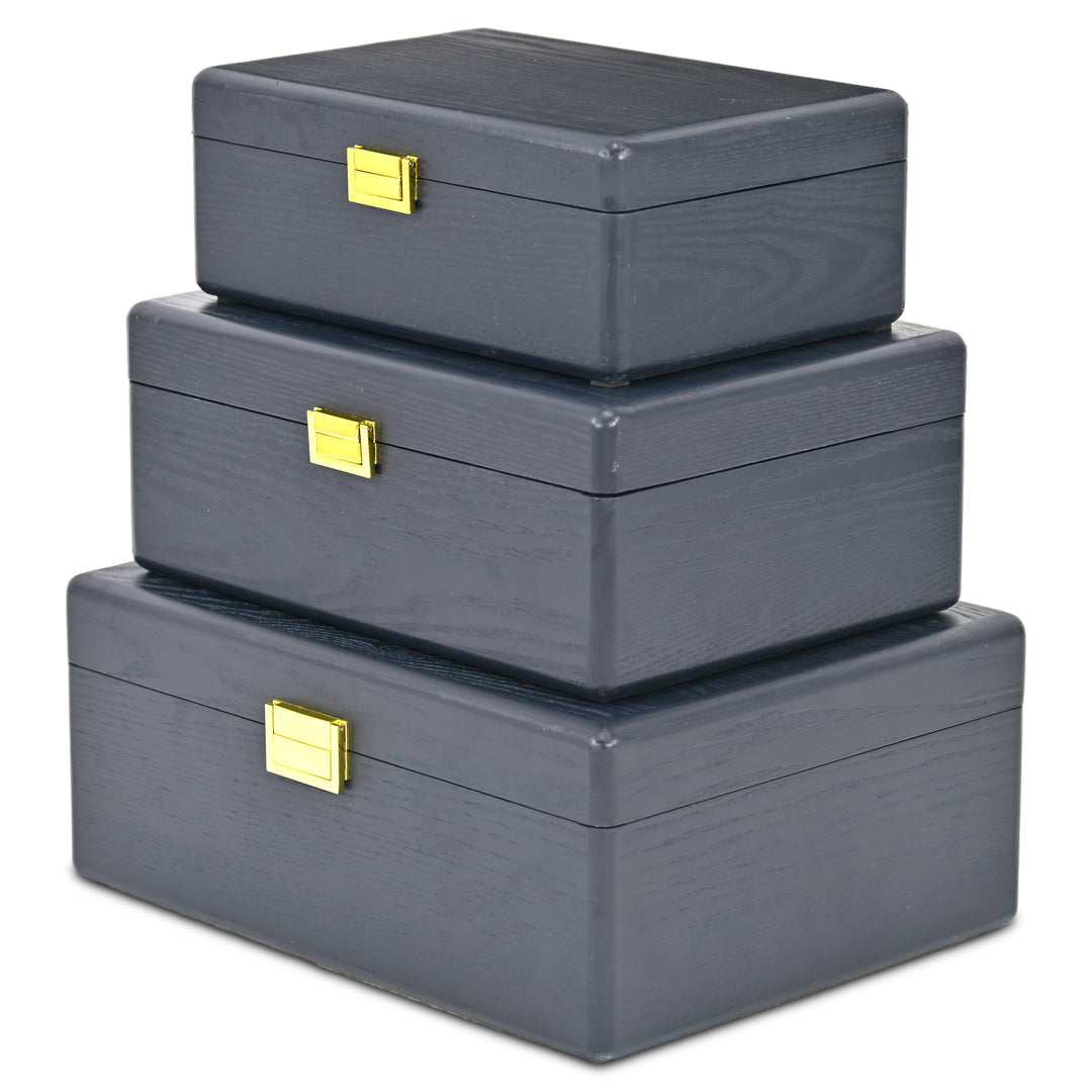 6199-3NB - Sable Set of 3 Suitcase Boxes- Navy Blue