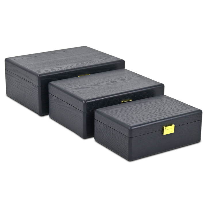 6199-3NB - Sable Set of 3 Suitcase Boxes- Navy Blue
