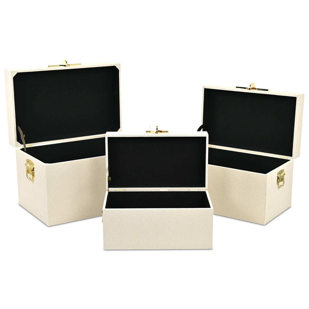 6200-3CR - Araminta Set of 3 Vinyl Trunks - Cream
