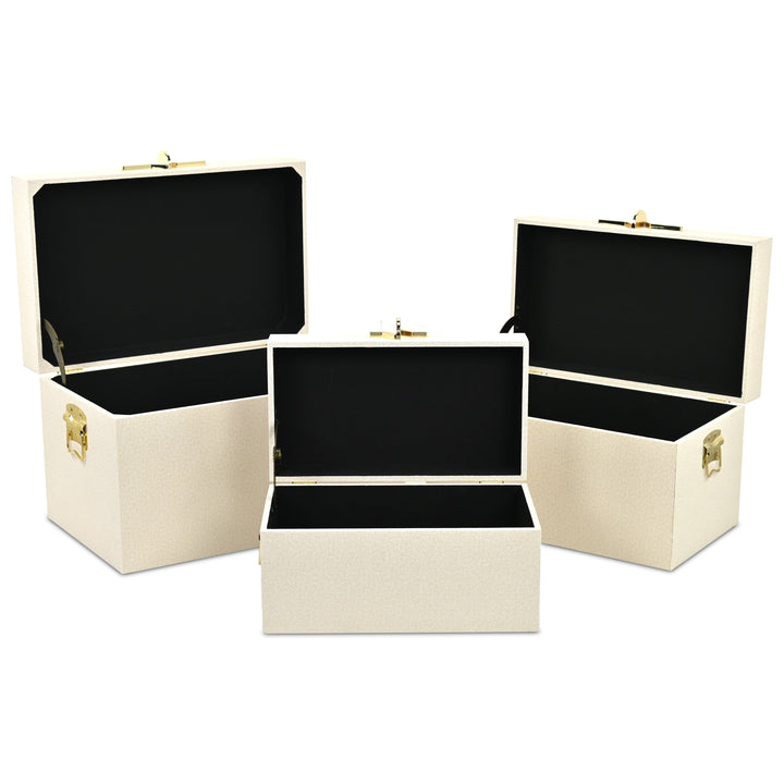 6200-3CR - Araminta Set of 3 Vinyl Trunks - Cream
