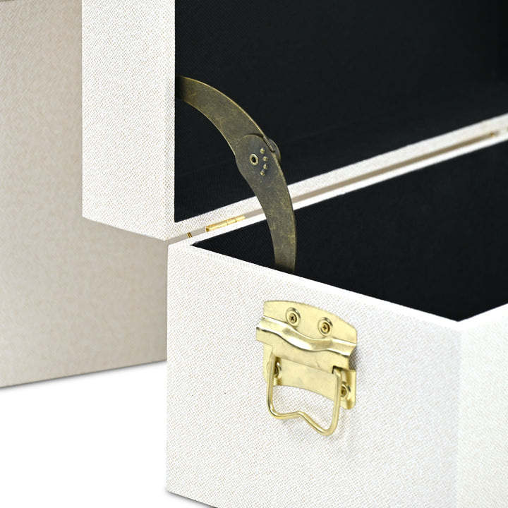 6200-3CR - Araminta Set of 3 Vinyl Trunks - Cream