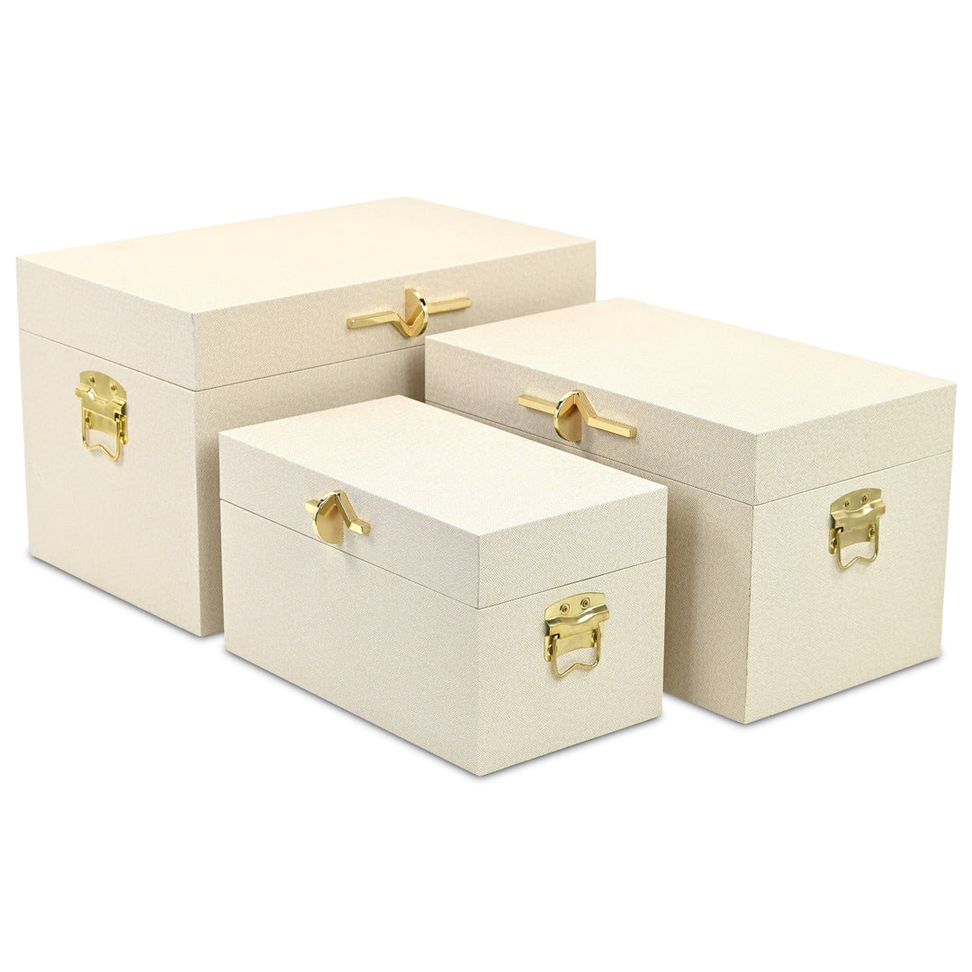 6200-3CR - Araminta Set of 3 Vinyl Trunks - Cream