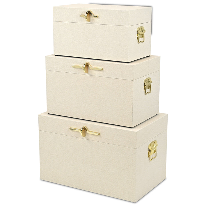 6200-3CR - Araminta Set of 3 Vinyl Trunks - Cream