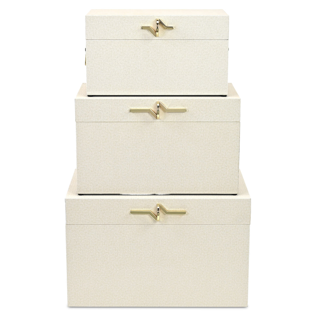 6200-3CR - Araminta Set of 3 Vinyl Trunks - Cream