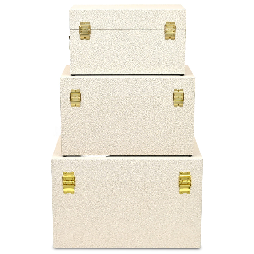6200-3CR - Araminta Set of 3 Vinyl Trunks - Cream