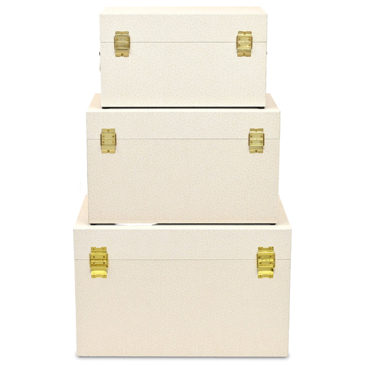 6200-3CR - Araminta Set of 3 Vinyl Trunks - Cream