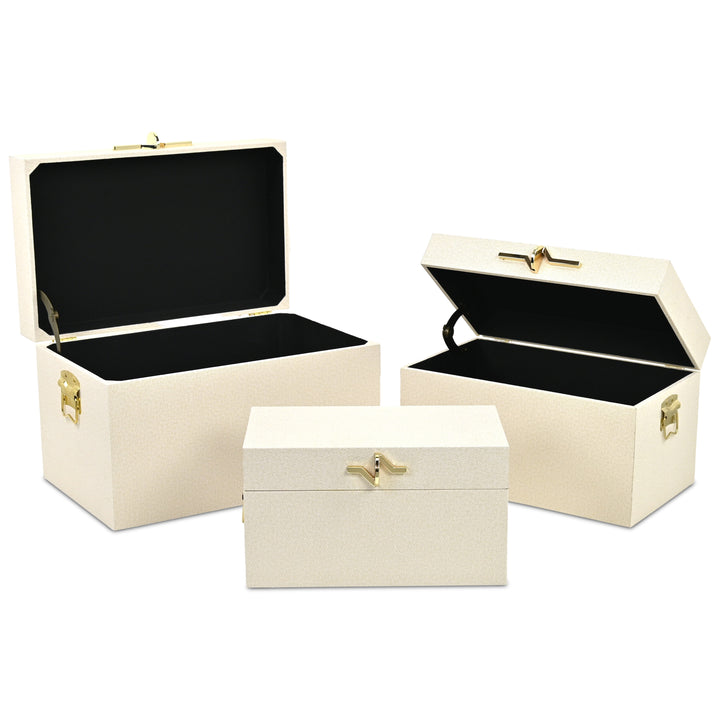 6200-3CR - Araminta Set of 3 Vinyl Trunks - Cream