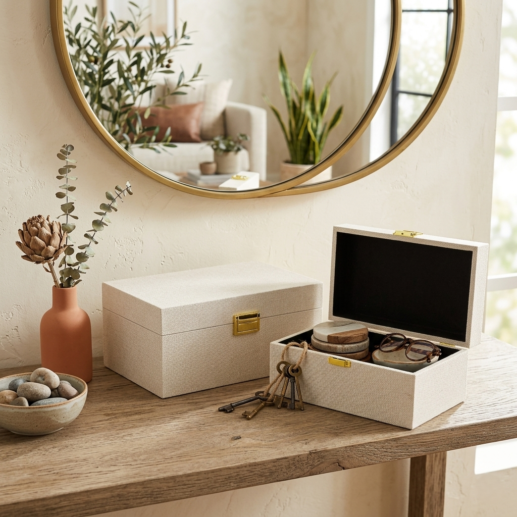 6201-2CR - Araminta Fabric Themed Vinyl Box Set - Cream