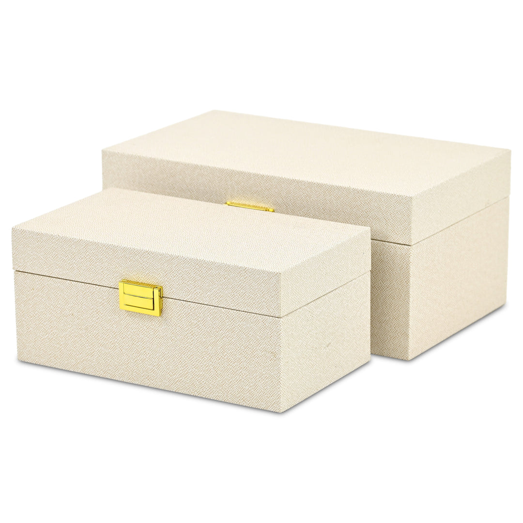 6201-2CR - Araminta Fabric Themed Vinyl Box Set - Cream