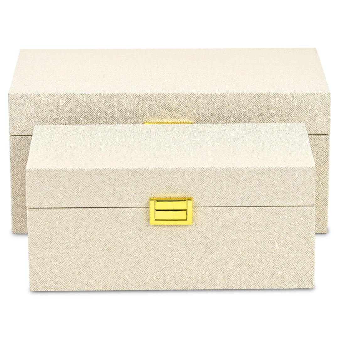 6201-2CR - Araminta Fabric Themed Vinyl Box Set - Cream