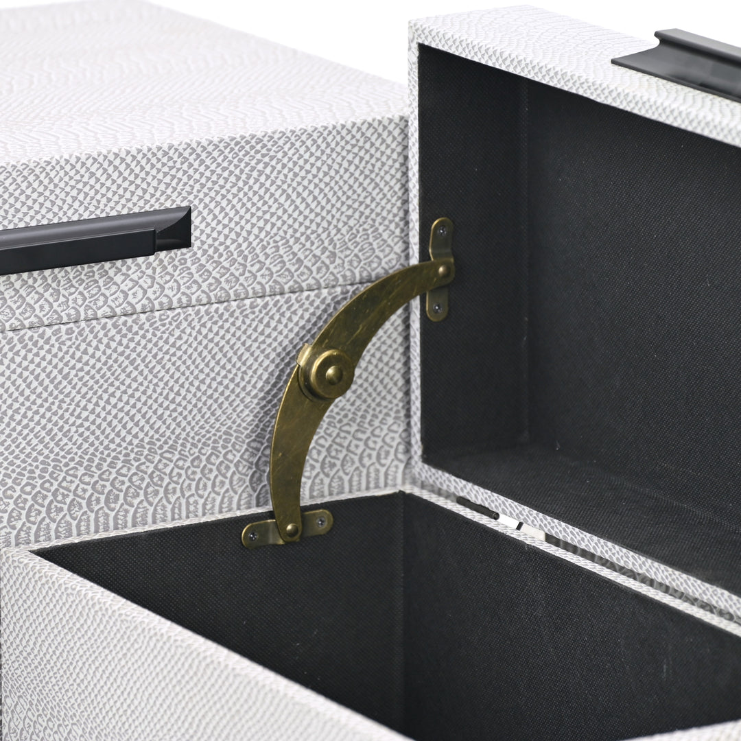 6202-3GR - Anouk Set of 3 Snakeskin Vinyl Trunks - Gray