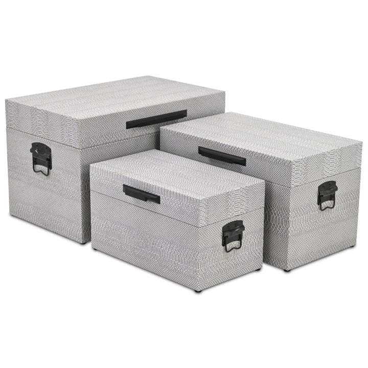 6202-3GR - Anouk Set of 3 Snakeskin Vinyl Trunks - Gray