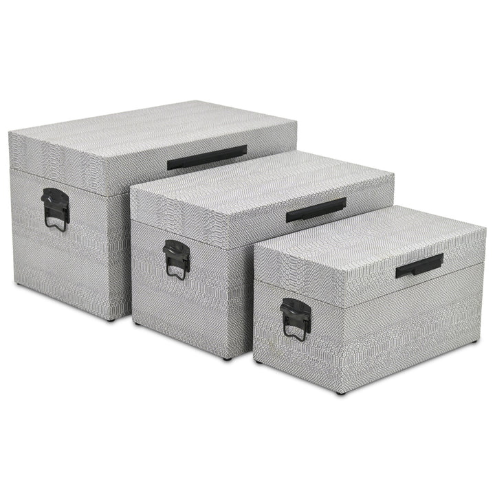 6202-3GR - Anouk Set of 3 Snakeskin Vinyl Trunks - Gray