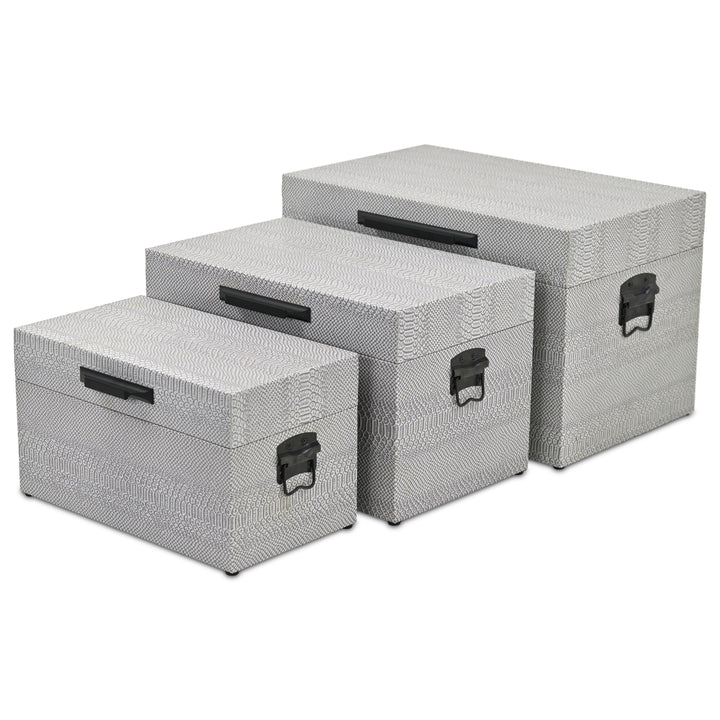 6202-3GR - Anouk Set of 3 Snakeskin Vinyl Trunks - Gray