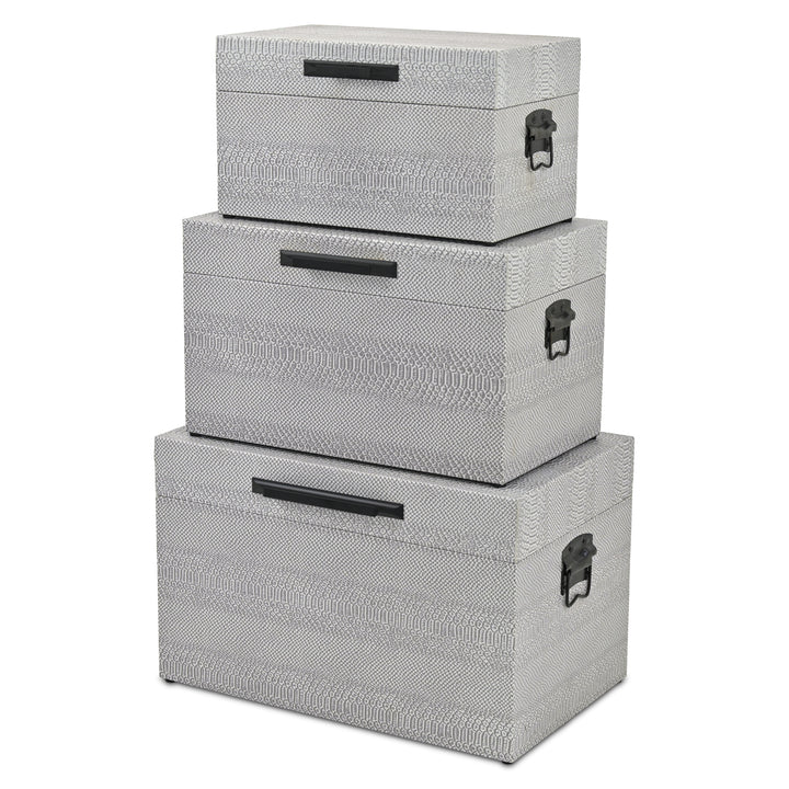 6202-3GR - Anouk Set of 3 Snakeskin Vinyl Trunks - Gray