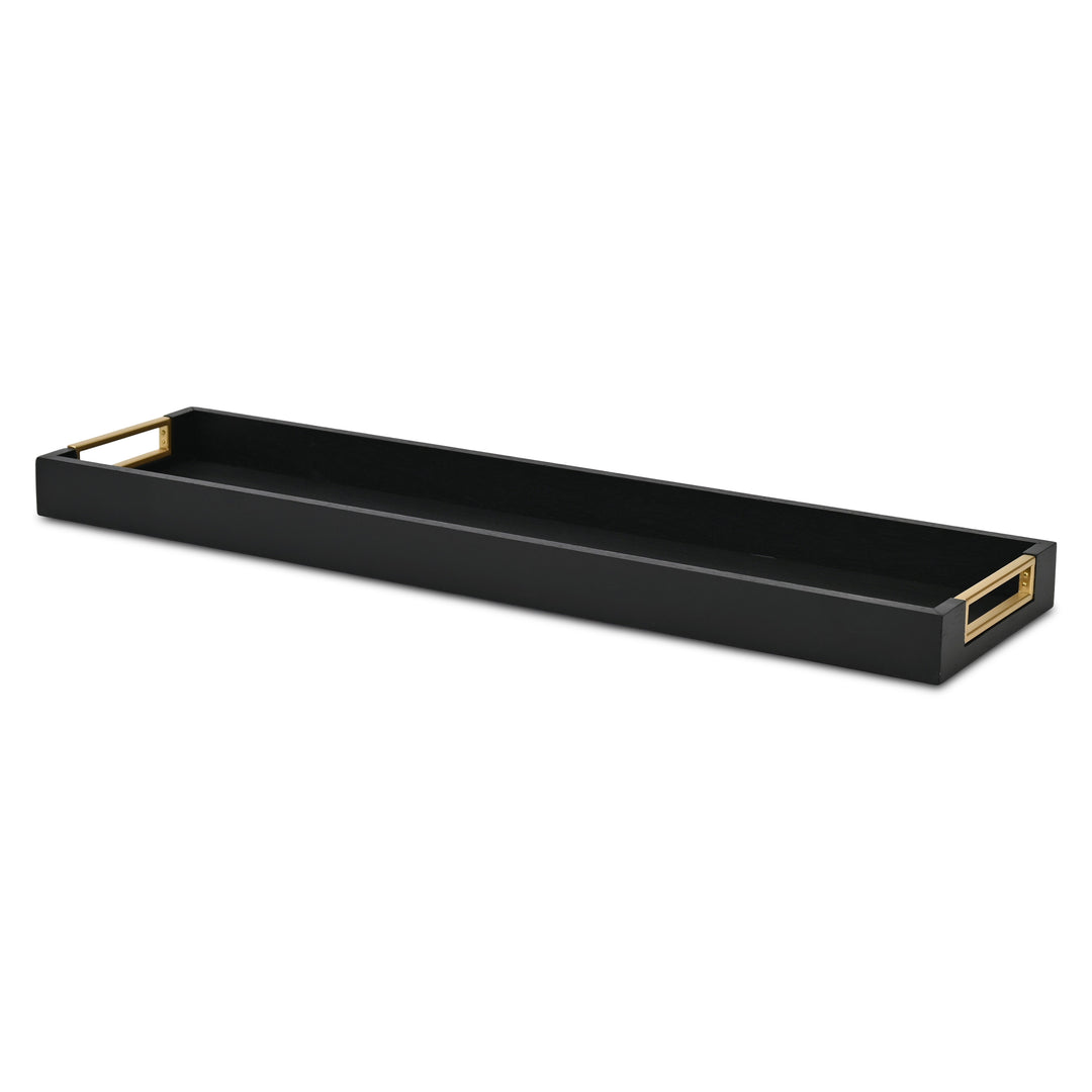6212BK - Nyssa Black & Gold Wood Tray