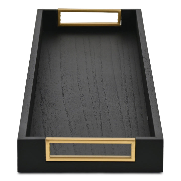 6212BK - Nyssa Black & Gold Wood Tray