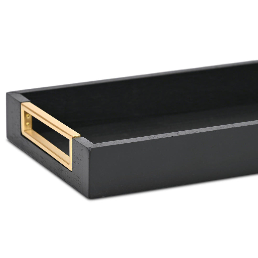 6212BK - Nyssa Black & Gold Wood Tray