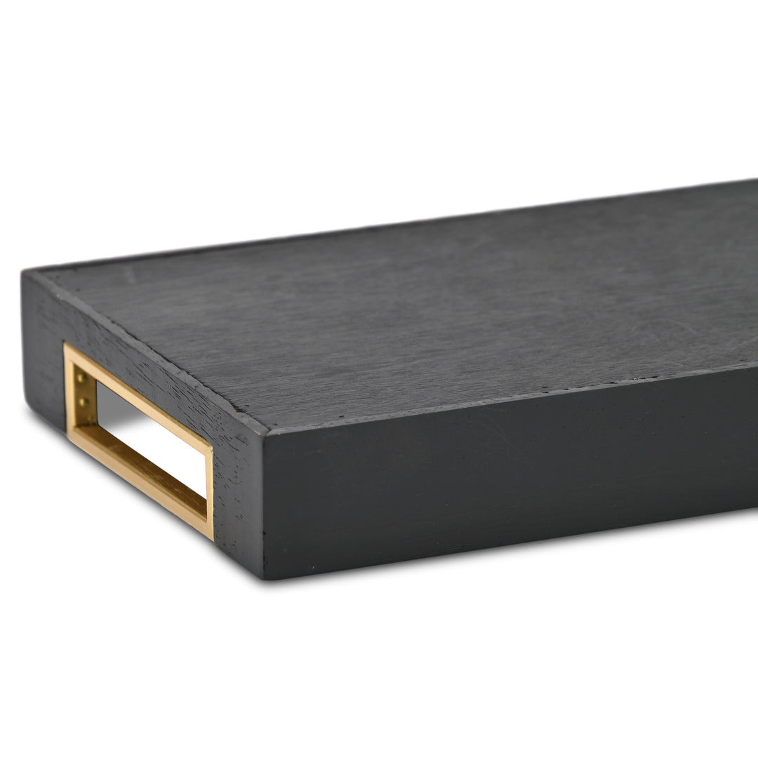 6212BK - Nyssa Black & Gold Wood Tray