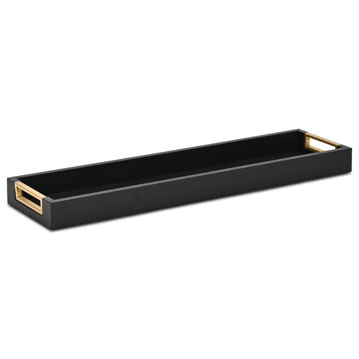 6212BK - Nyssa Black & Gold Wood Tray