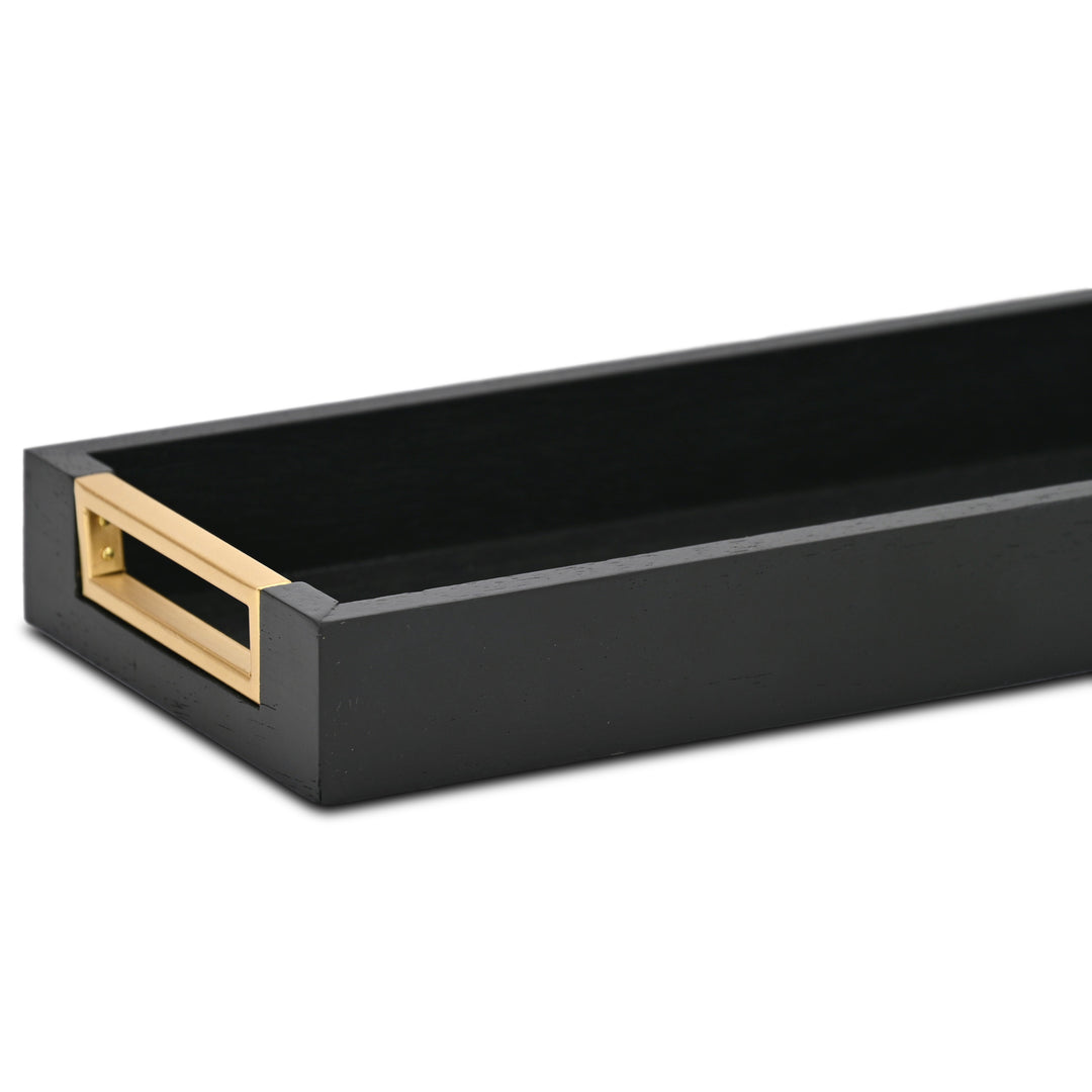 6212BK - Nyssa Black & Gold Wood Tray