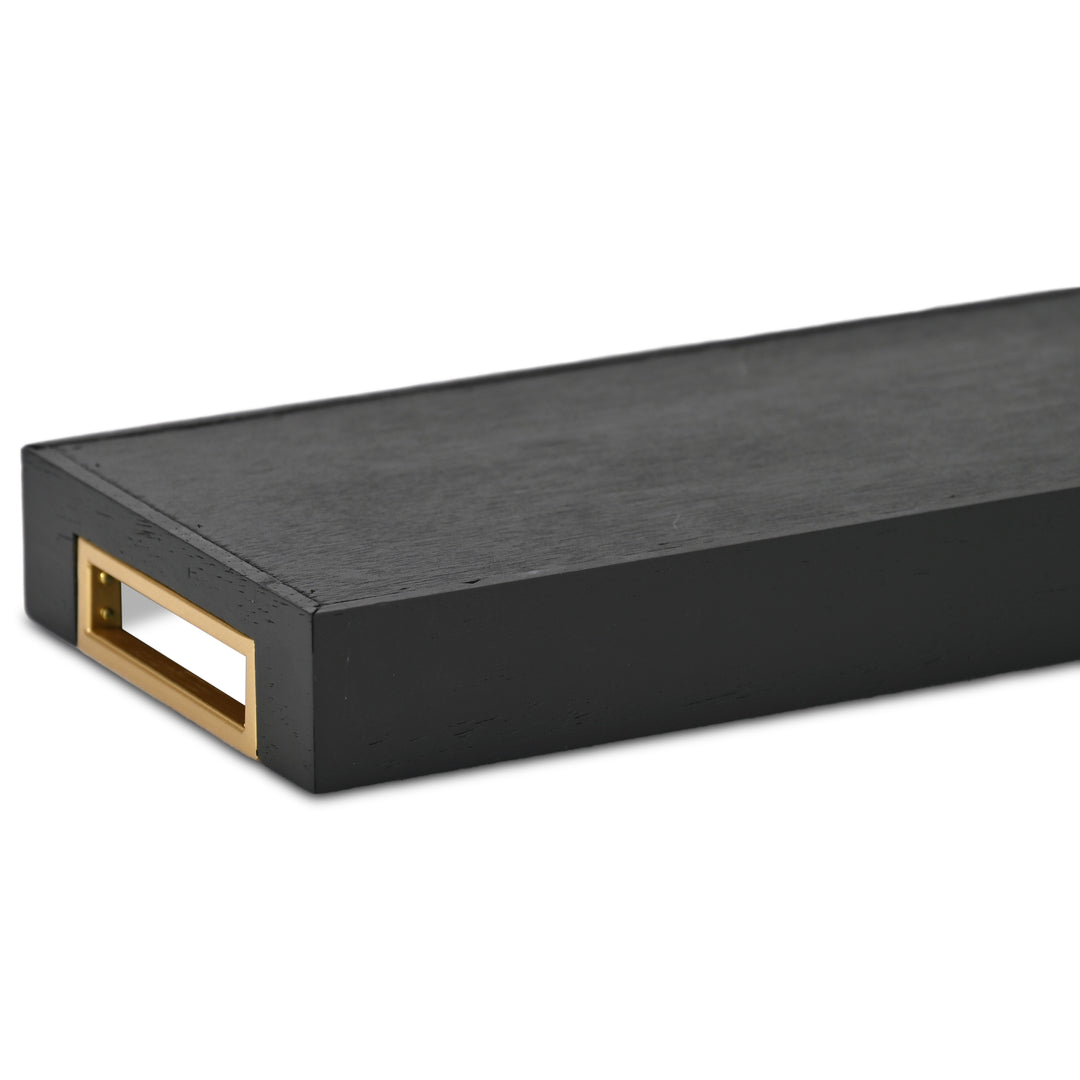 6212BK - Nyssa Black & Gold Wood Tray