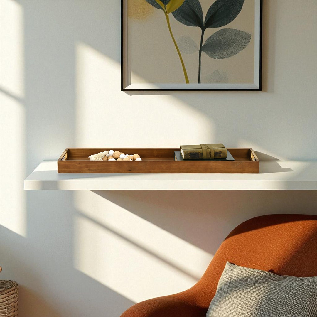 6212BR - Nyssa Brown & Gold Wood Tray