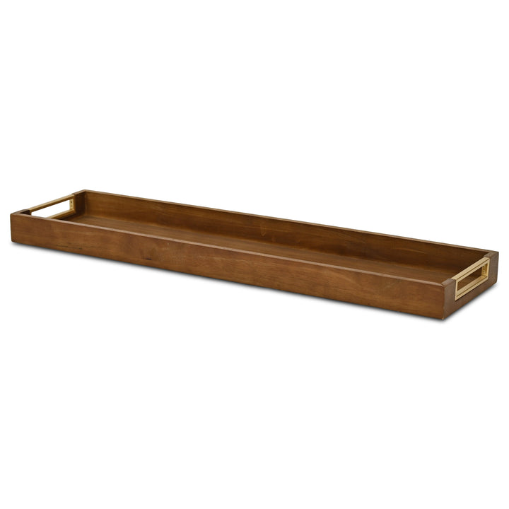 6212BR - Nyssa Brown & Gold Wood Tray