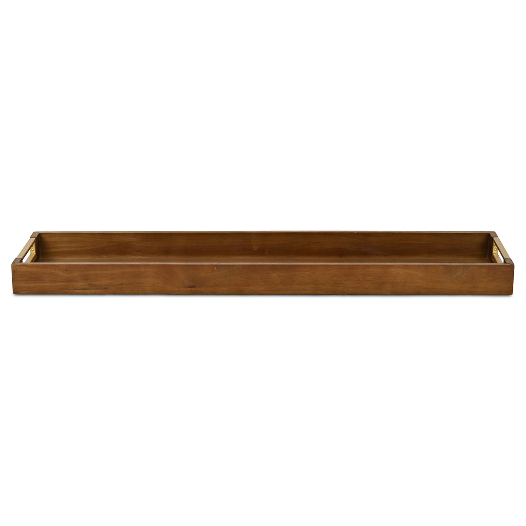 6212BR - Nyssa Brown & Gold Wood Tray
