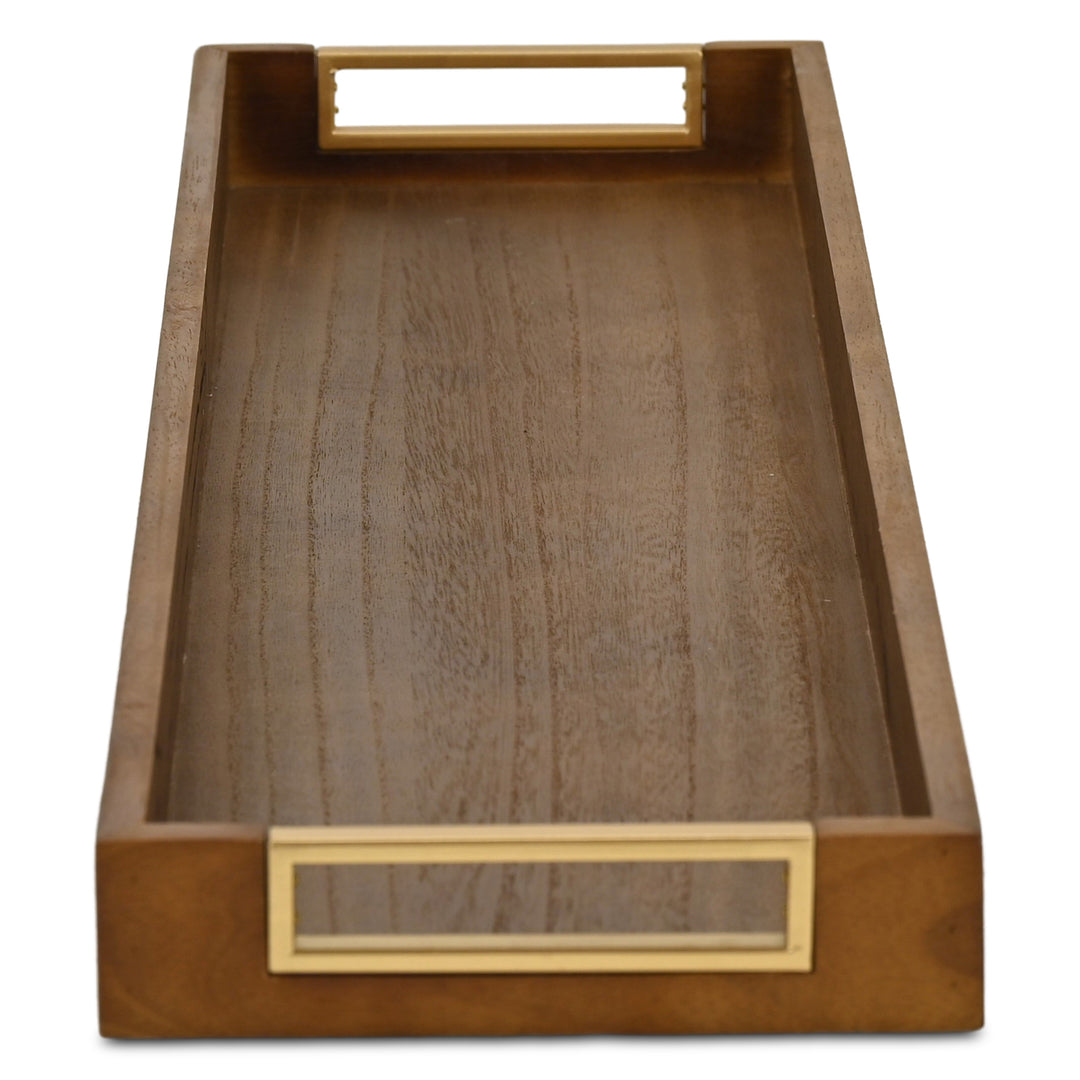 6212BR - Nyssa Brown & Gold Wood Tray