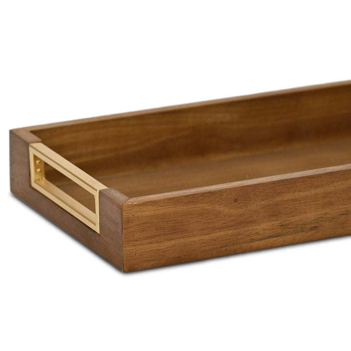 6212BR - Nyssa Brown & Gold Wood Tray