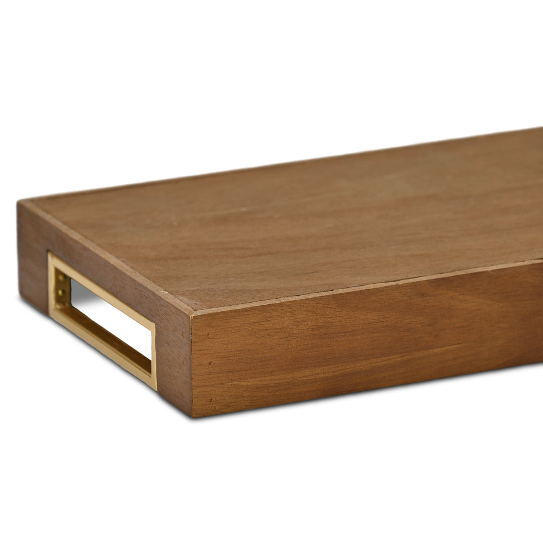 6212BR - Nyssa Brown & Gold Wood Tray