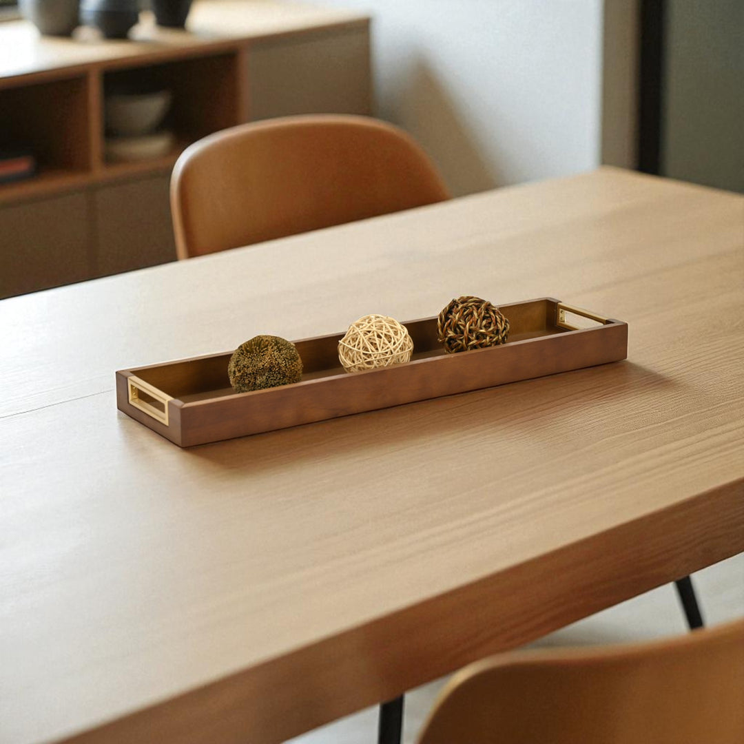 6212BR - Nyssa Brown & Gold Wood Tray