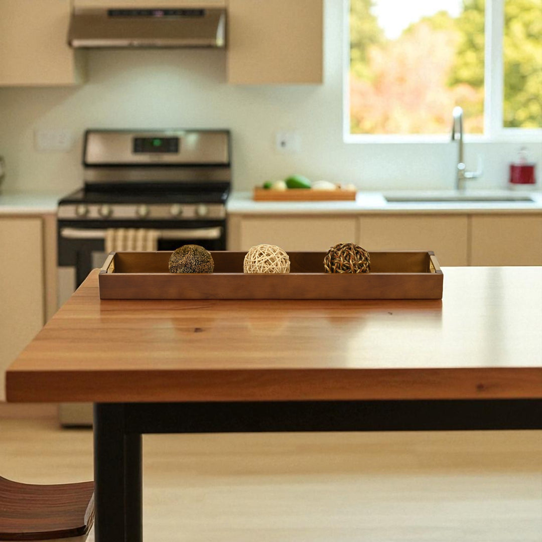 6212BR - Nyssa Brown & Gold Wood Tray