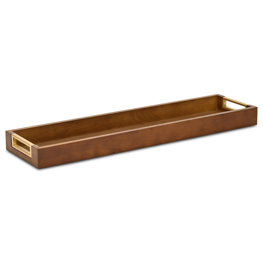 6212BR - Nyssa Brown & Gold Wood Tray