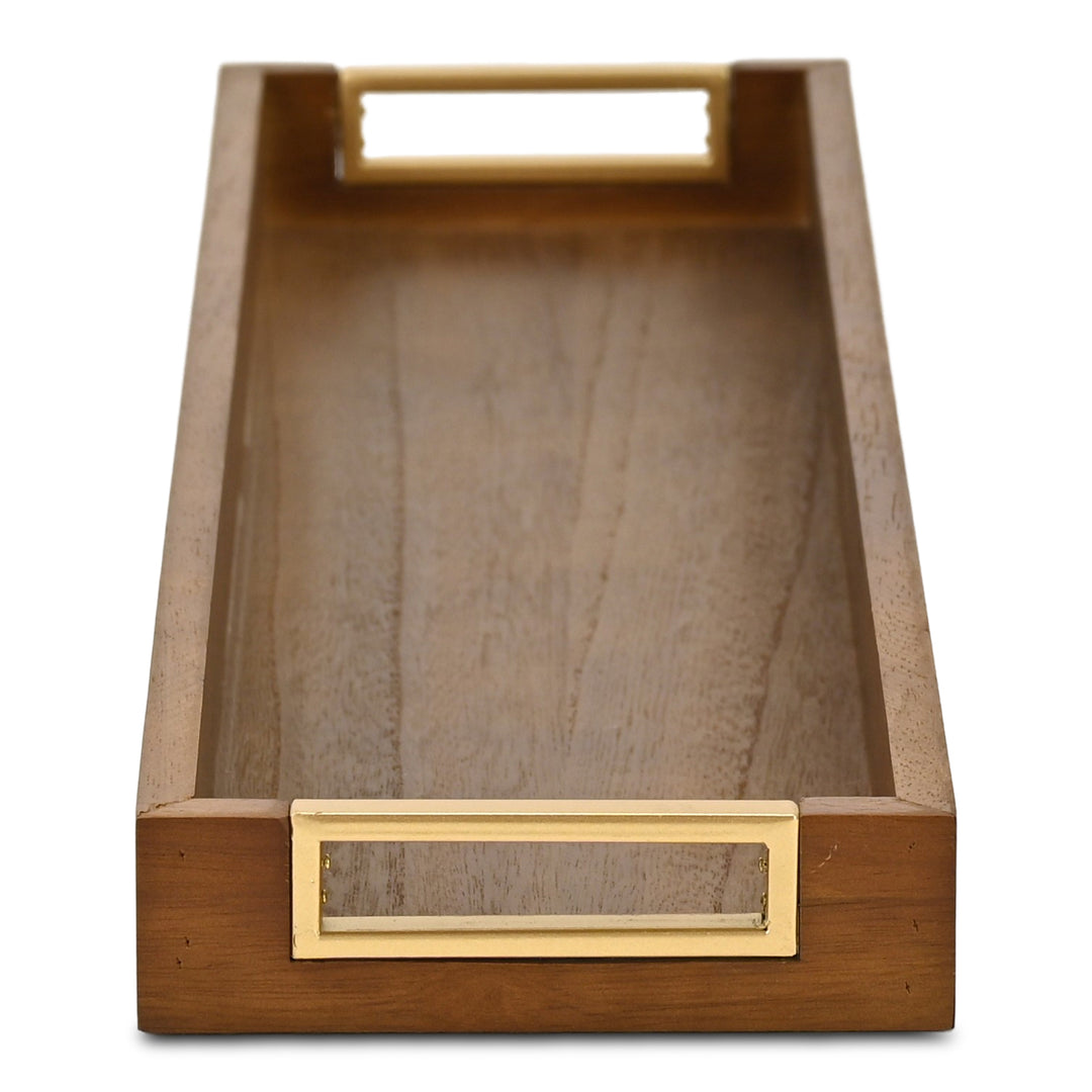 6212BR - Nyssa Brown & Gold Wood Tray