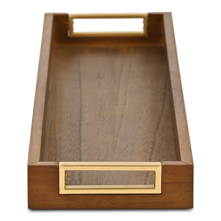 6212BR - Nyssa Brown & Gold Wood Tray