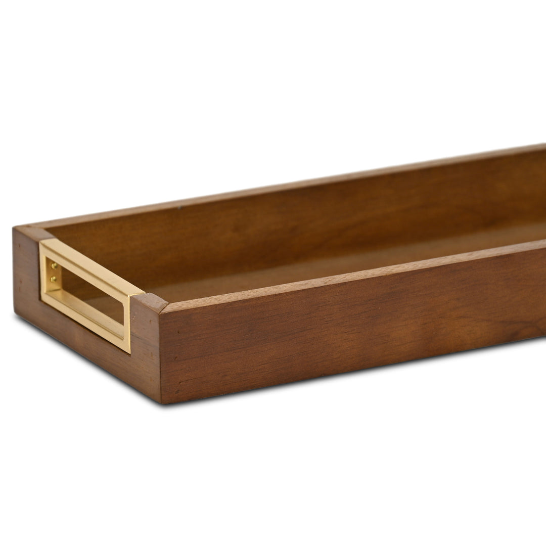 6212BR - Nyssa Brown & Gold Wood Tray