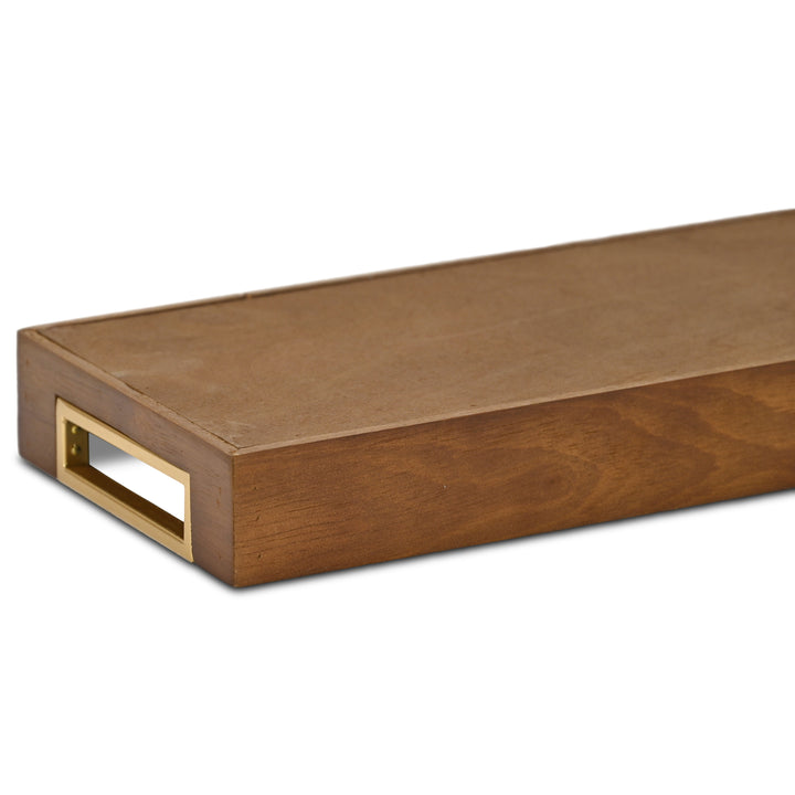 6212BR - Nyssa Brown & Gold Wood Tray