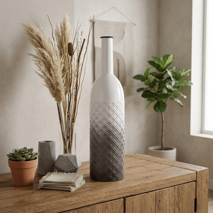 6240 - Harkona Diamond Pattern Gray Vase
