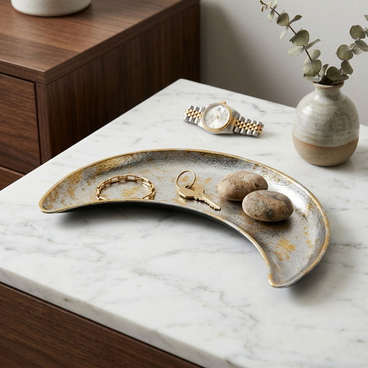 6242SV - Ecara Silver Metal Catchall Dish