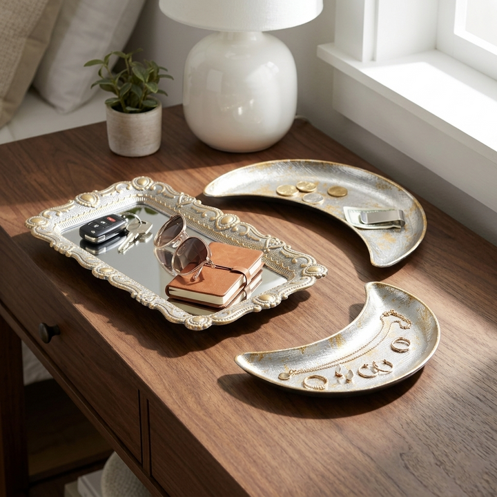 6242SV - Ecara Silver Metal Catchall Dish