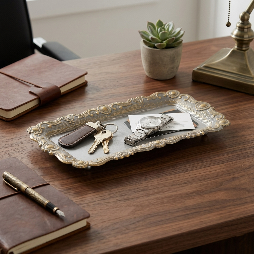 6243SV - Ecara Silver Metal Table Tray