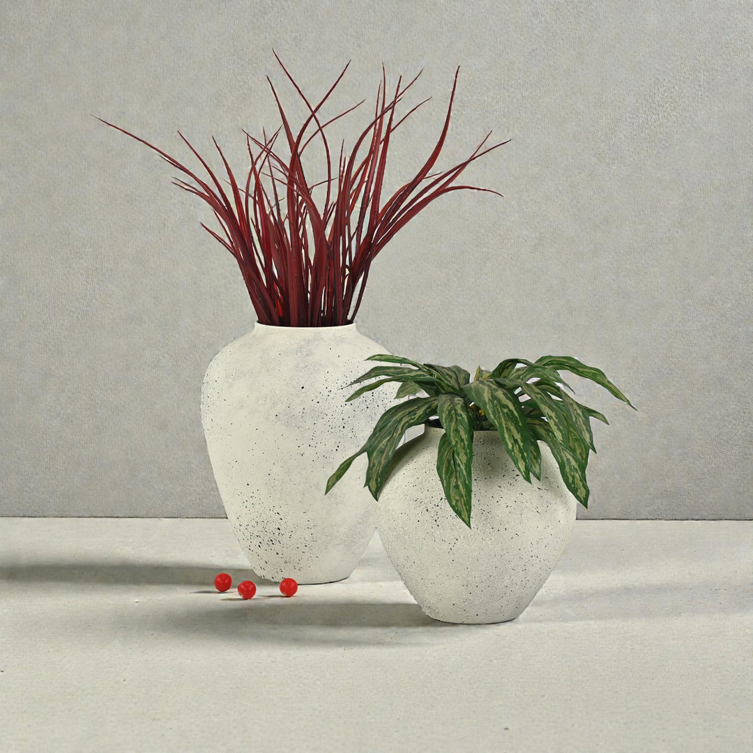 6244 - Tsaura Rustic White Wide Vase