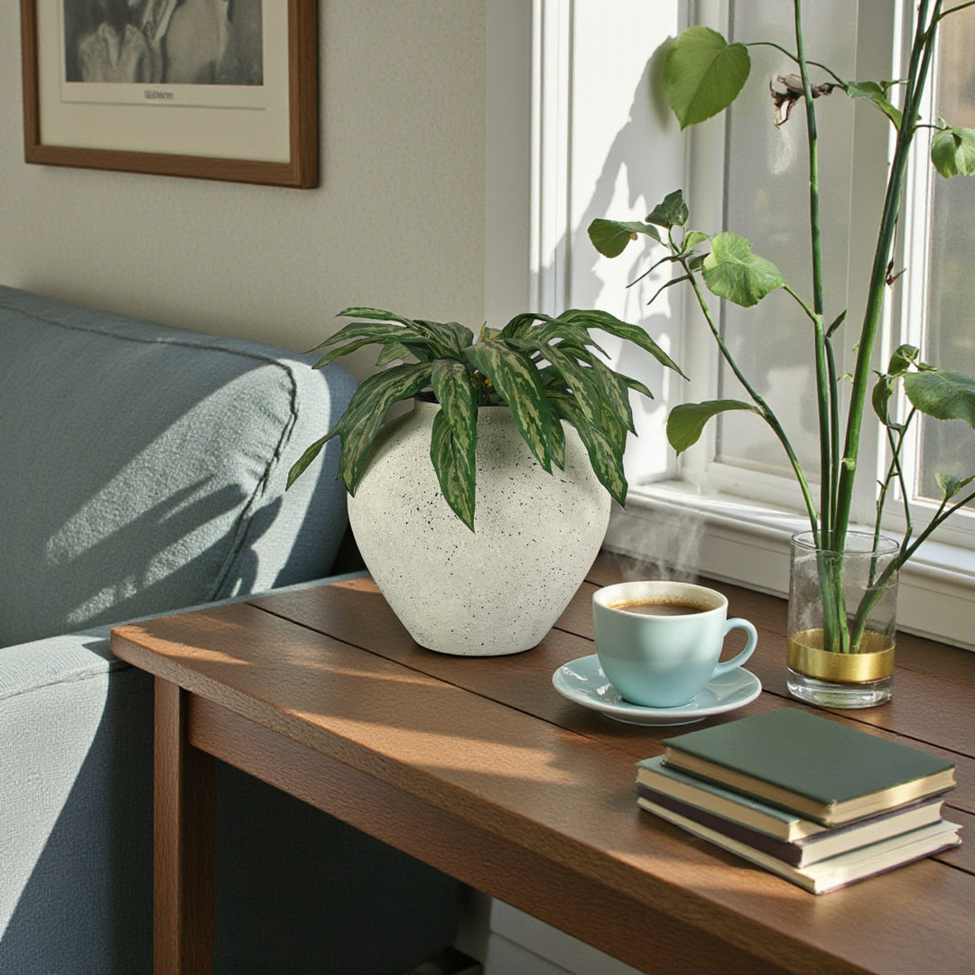 6244 - Tsaura Rustic White Wide Vase